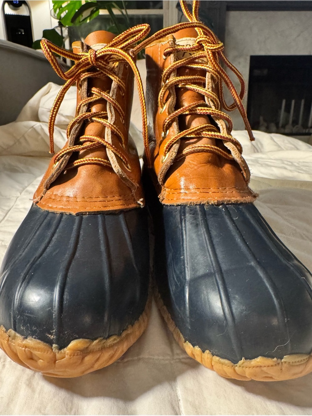 Vintage Land Rover Leather Duck Boots Size 9 Fleece Lined - Picture 2 of 13